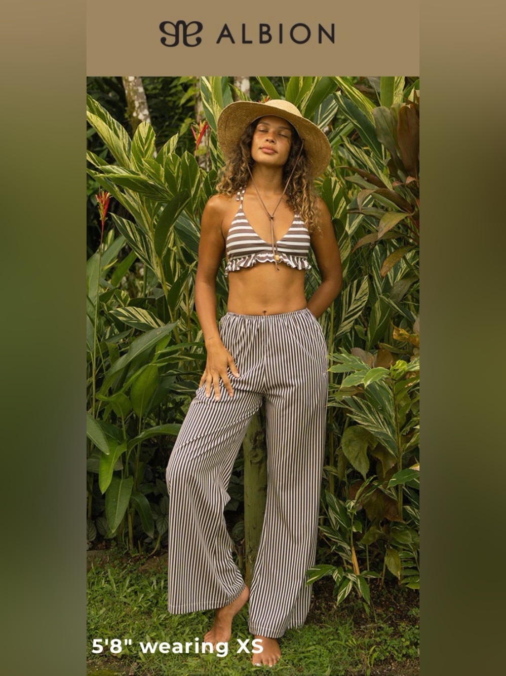 NWT Slip On Trouser - Cream Cocoa Stripe
